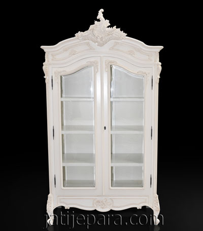 louis armoire with glass white painted furniture